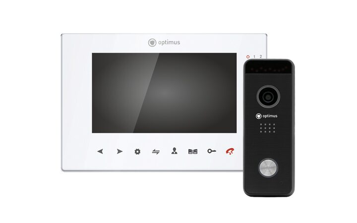 фото - Комплект видеодомофона Optimus VMH-7.1 (w) + DSH-1080 (черный)_v.1