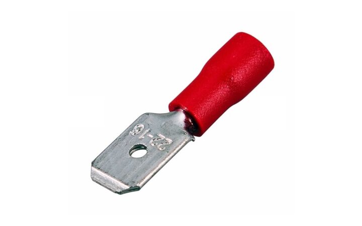 фото - REXANT Клемма плоская изолированная РПи-п 1.5-(6.3)/РпИп 1,25-6-0,8 штекер 6.3 мм 0.5-1.5 мм² красная (08-0313)