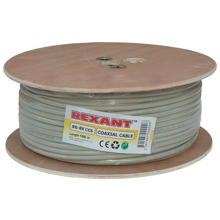 фото - REXANT RG-8X 100м. серый (01-2021) бухта 100м