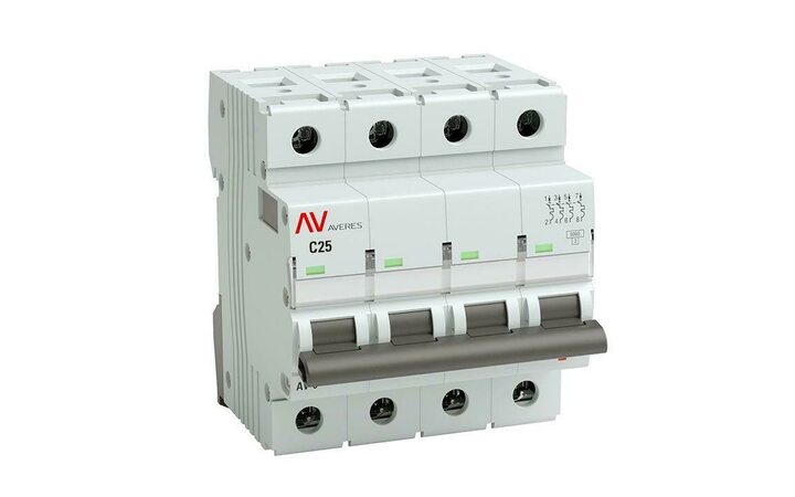 фото - Выключатель автоматический модульный 4п C 25А 6кА AV-6 AVERES EKF mcb6-4-25C-av
