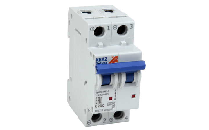 фото - Выключатель автоматический модульный 2п C 2А OptiDin BM63-2C2-DC-УХЛ3 КЭАЗ 261238