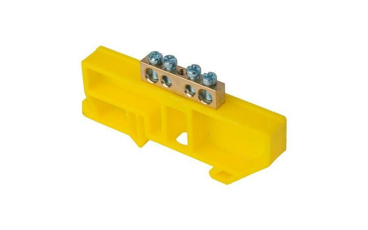 фото - Шина нулевая N 6х9 4 отвер. латунь желт. изолятор на DIN-рейку PROxima EKF sn0-63-04-dz