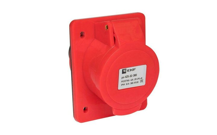 фото - Розетка скрыт. уст. 32А 380В 3P+РЕ+N IP44 (425) EKF ps-425-32-380