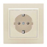 Розетка 1-м СП Минск 16А IP20 с заземл. защ. шторки беж. EKF ERR16-028-200