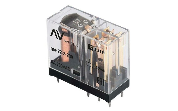 фото - Реле промежуточное РП slim 22/2 5А 230В AC AVERES EKF rps-22-2-230