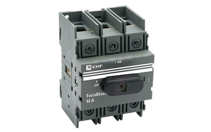 фото - Рубильник 3п 63А с рукояткой управления для прямой установки TwinBlock EKF tb-63-3p-f