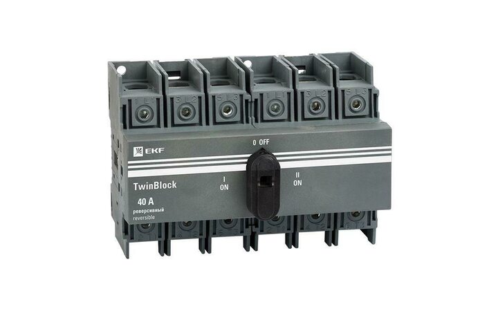 фото - Рубильник 3п 40А реверсивный с рукояткой для прямой установки TwinBlock EKF tb-s-40-3p-rev