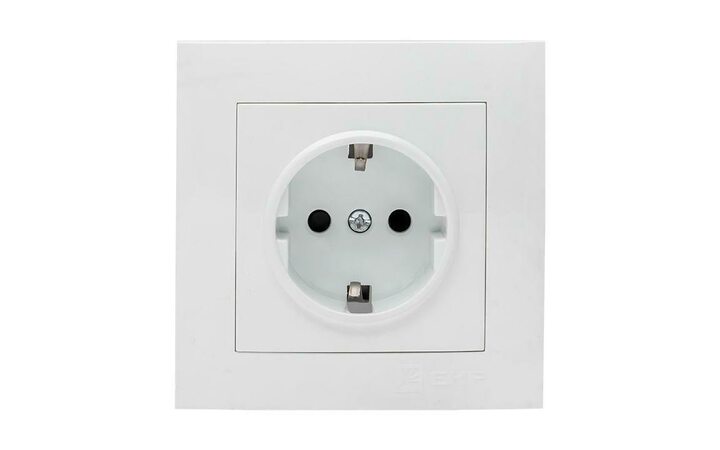 фото - Розетка 1-м СП Валенсия 16А IP20 с заземл. защ. шторки бел. PROxima EKF EWR16-028-10