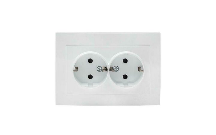 фото - Розетка 2-м СП Валенсия 16А IP20 с заземл. защ. шторки бел. PROxima EKF EWR16-128-10