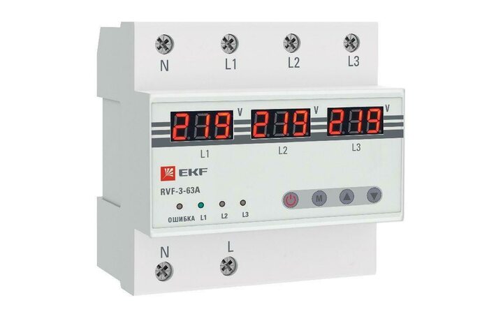 фото - Реле выбора фаз с дисплеем RVF-3-63А PROxima EKF RVF-3-63a