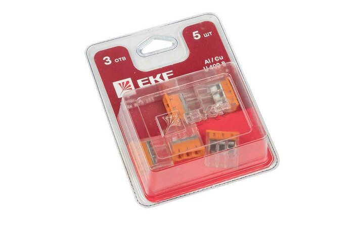 фото - Клемма строительно-монтажная СМК 2273-243 3-проводная 0.5-2.5кв.мм с пастой (блист.5шт) PROxima EKF plc-smk-2273-243b