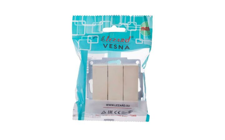 фото - Выключатель 3-кл. СП Vesna механизм крем. LEZARD 742-0388-109