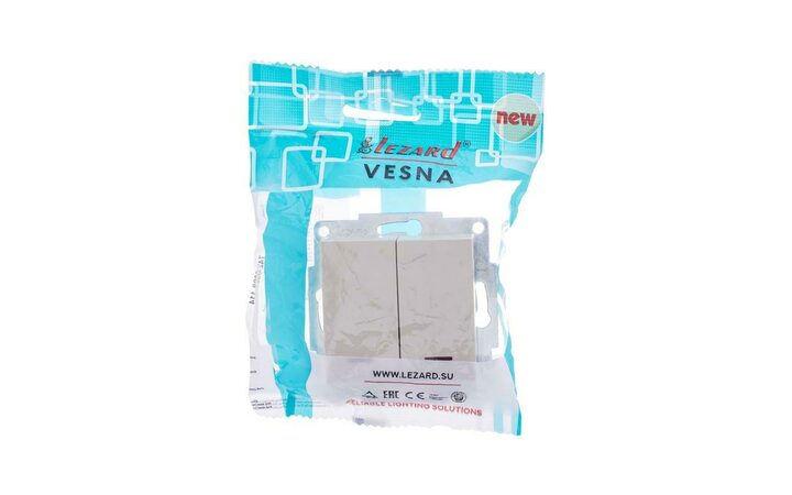 фото - Переключатель проходной 1-кл. СП Vesna с индикацией механизм крем. LEZARD 742-0388-114