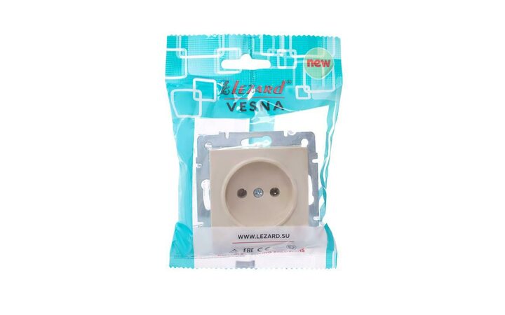 фото - Розетка 1-м СП Vesna без заземл. ПБТ механизм крем. LEZARD 742-0388-121B