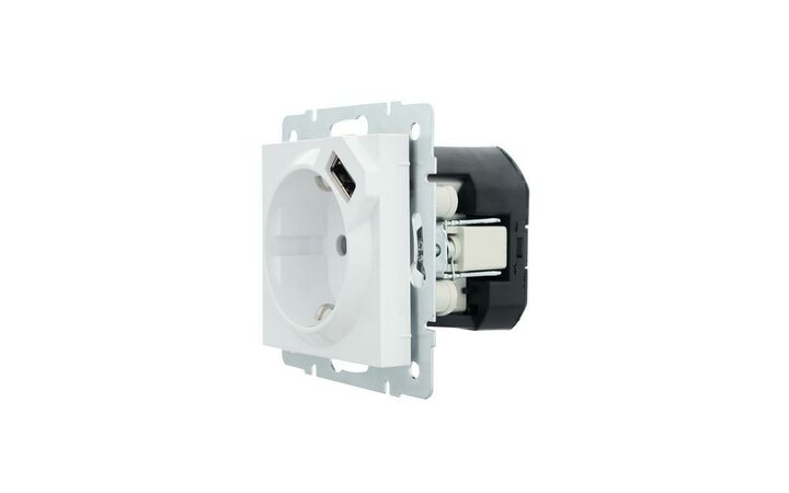 фото - Розетка 1-м СП Vesna с заземл. с заряд. устройством USB механизм бел. LEZARD 742-0288-181