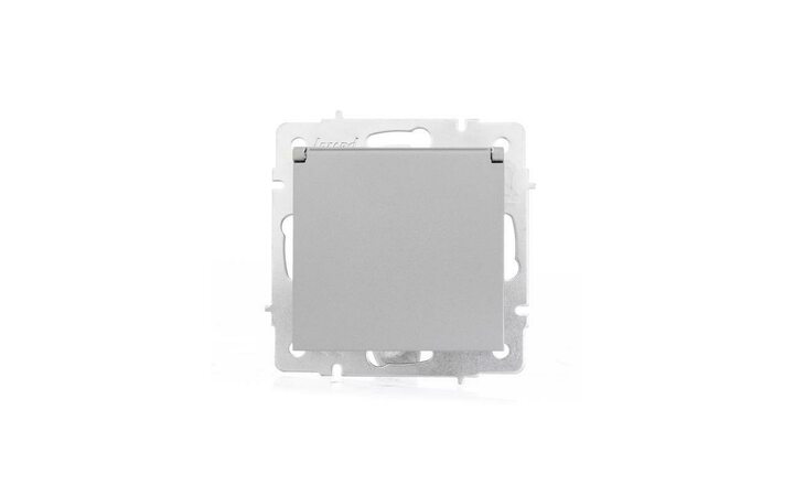 фото - Розетка 1-м СП Vesna с заземл. с крышкой ПБТ механизм платина LEZARD 742-3588-123B