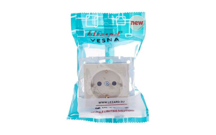 фото - Розетка 1-м СП Vesna с заземл. защ. шторки ПБТ механизм крем. LEZARD 742-0388-124B