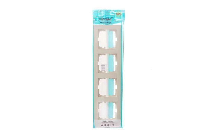 фото - Рамка 4-местн. горизонт. VESNA кремов. LEZARD 742-0300-149