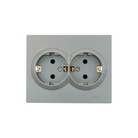 Розетка 2-м СП VESNA с заземл. ПБТ платина LEZARD 742-3500-127B