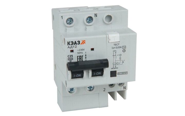 фото - Выключатель автоматический АД12-22C16-АC-УХЛ4 дифференциального тока с защитой от сверхтоков (2P C16 30мА) 4.5кА КЭАЗ 318369