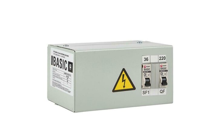 фото - Ящик с понижающим трансформатором ЯТП 0.25 220/36В (2 авт. выкл.) Basic EKF yatp0.25-220/36v-2a
