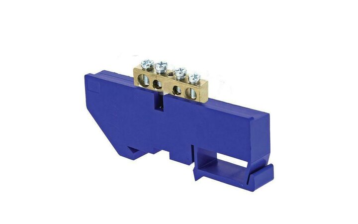 фото - Шина нулевая N 6х9 4 отвер. латунь син. изолятор на DIN-рейку PROxima EKF sn0-63-04-d