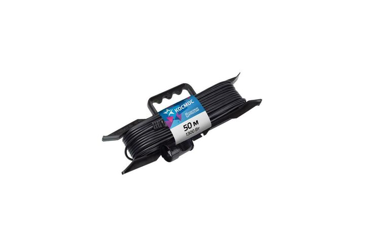 фото - Удлинитель-шнур на рамке 1х50м 6А IP20 1.3кВт ПВС 2х0.75 КОСМОС YPKsm50m-1g(6A)