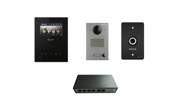 фото - BAS-IP Комплект «Коттедж» AU-04LA BLACK + AV-01MFD GREY + SH-20.4 + SH-45R BLACK