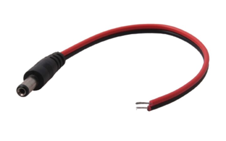 фото - Разъем питания DC штекер 2,5х5,5мм с проводом 20 см REXANT (14-0324)
