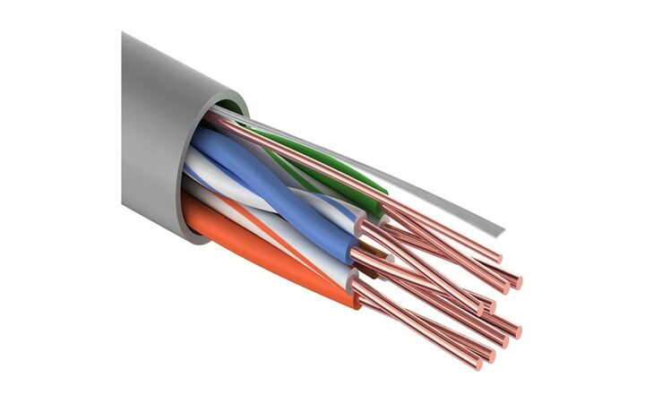 фото - REXANT 4PR 24AWG, CU (медь), CAT5e, 100 МГц, PVC, серый, бухта 25 м (01-0043-25)