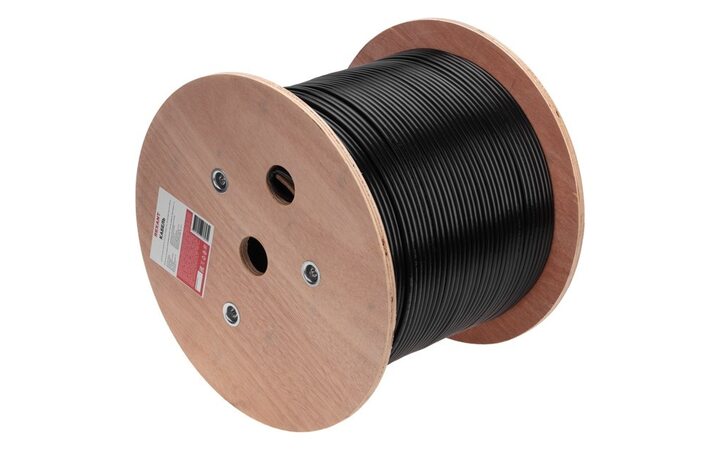 фото - Кабель витая пара U/UTP, CAT 6, PE, 4PR, 23AWG, OUTDOOR, SOLID, черный, 305м REXANT (01-0058)