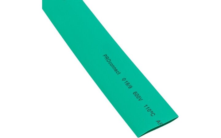 фото - Трубка термоусаживаемая ТУТ 18,0/9,0мм, зеленая, упаковка 50 шт. по 1м, PROconnect (55-1803)