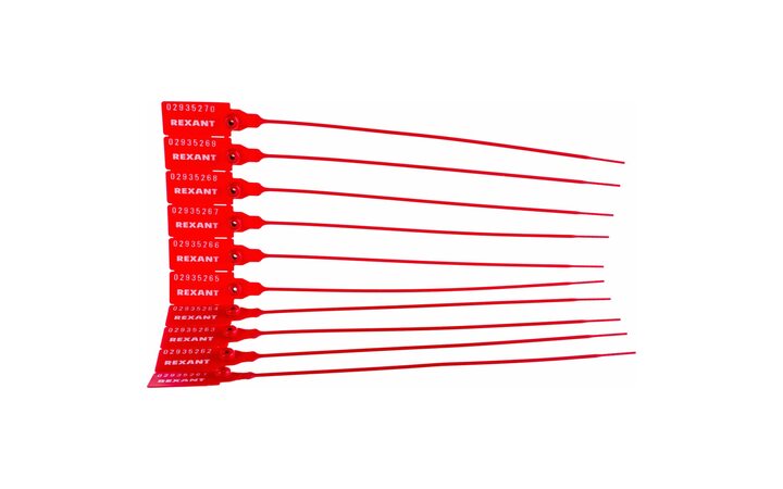 фото - Пломба пластиковая, номерная, 255мм, зубчатая, красная REXANT (07-6121)