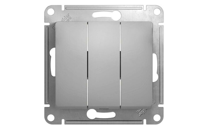 фото - Выключатель 3-кл. СП Glossa 10А IP20 (сх. 1+1+1) 10AX механизм алюм. SE GSL000331