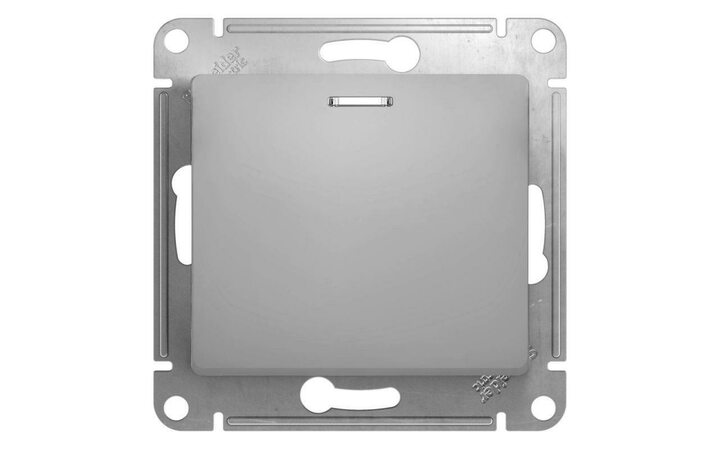 фото - Переключатель проходной 1-кл. СП Glossa 10А IP20 (сх. 6а) 10AX с подсветкой механизм алюм. SE GSL000363