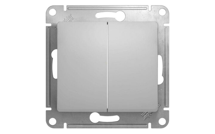 фото - Переключатель проходной 2-кл. СП Glossa 10А IP20 (сх. 6/2) 10AX механизм алюм. SE GSL000365
