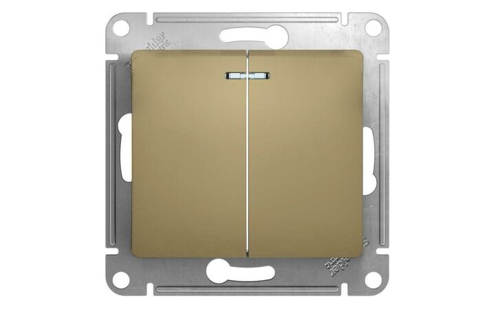 фото - Выключатель 2-кл. СП Glossa 10А IP20 (сх. 5а) 10AX с подсветкой механизм титан SE GSL000453
