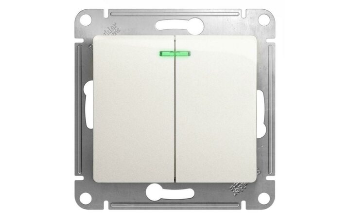 фото - Выключатель 2-кл. СП Glossa 10А IP20 (сх. 5а) 10AX с подсветкой механизм перламутр. SE GSL000653
