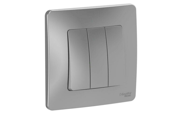 фото - Выключатель 3-кл. СП Blanca 10А IP20 (сх. 1+1+1) 250В алюм. SE BLNVS100503