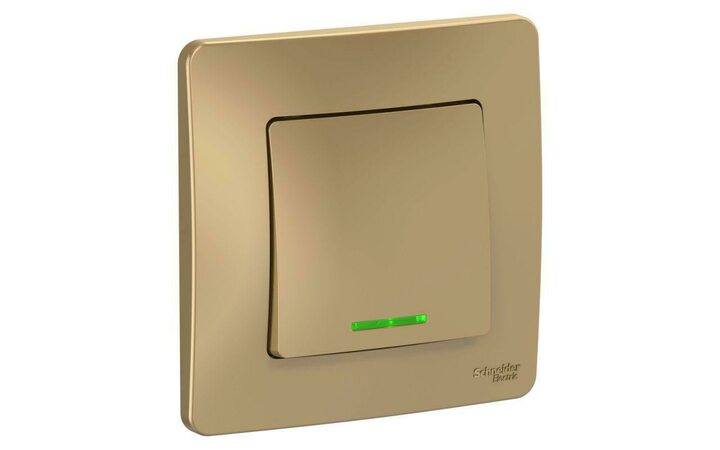 фото - Выключатель 1-кл. СП Blanca 10А IP20 (сх. 1) 250В с подсветкой титан SE BLNVS010114