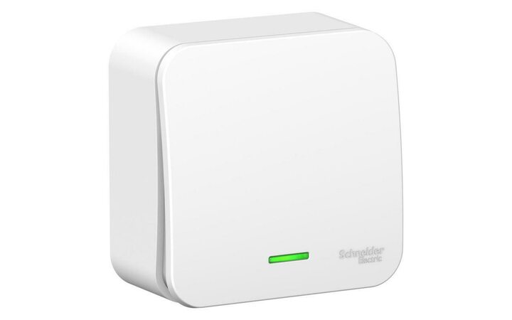 фото - Выключатель 1-кл. ОП Blanca 10А IP20 (сх. 1) 250В с подсветкой с изолир. пластиной бел. SE BLNVA101111