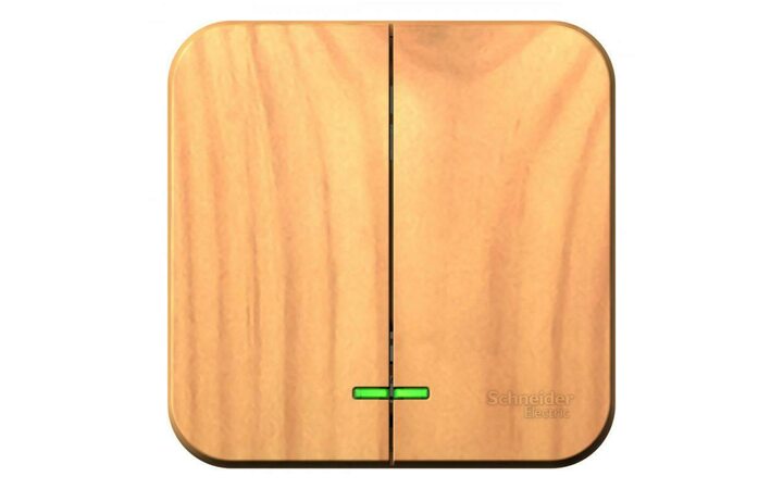 фото - Выключатель 2-кл. ОП Blanca 10А IP20 (сх. 5) 250В с подсветкой с изолир. пластиной ясень SE BLNVA105115