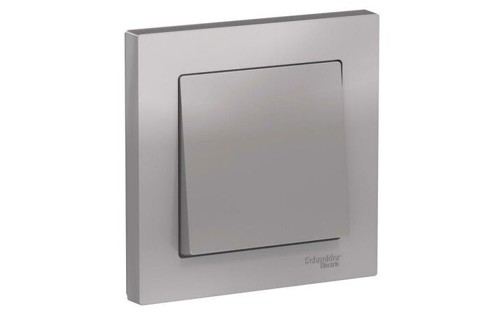 фото - Выключатель 1-кл. СП AtlasDesign 10А IP20 (сх. 1) 10AX в сборе алюм. SE ATN000312