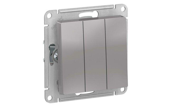 фото - Выключатель 3-кл. СП AtlasDesign 10А IP20 (сх. 1+1+1) 10AX механизм алюм. SE ATN000331