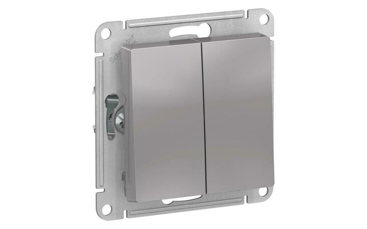 фото - Переключатель проходной 2-кл. СП AtlasDesign 10А IP20 (сх. 6/2) 10AX механизм алюм. SE ATN000365