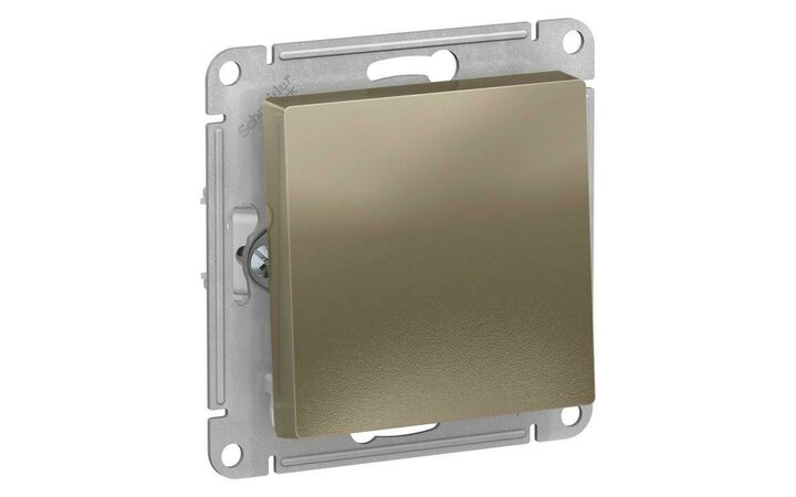 фото - Выключатель 1-кл. СП AtlasDesign 10А IP20 (сх. 1) 10AX с самовозвратом механизм шампань SE ATN000515