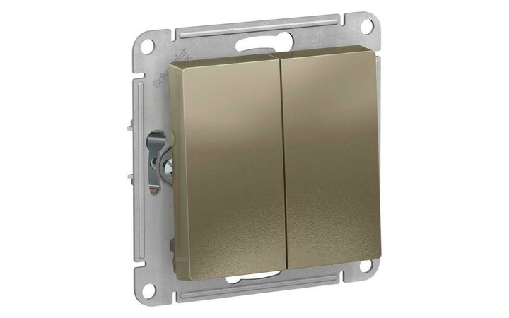 фото - Выключатель 2-кл. СП AtlasDesign 10А IP20 (сх. 5) 10AX механизм шампань SE ATN000551