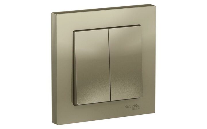 фото - Выключатель 2-кл. СП AtlasDesign 10А IP20 (сх. 5) 10AX в сборе шампань SE ATN000552