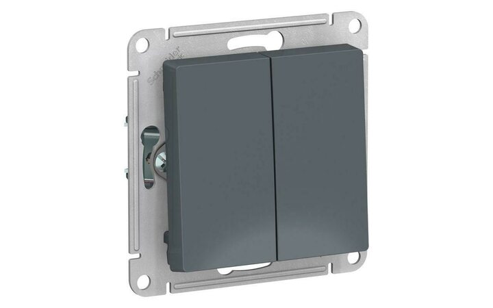 фото - Переключатель проходной 2-кл. СП AtlasDesign 10А IP20 (сх. 6/2) 10AX механизм грифель SE ATN000765