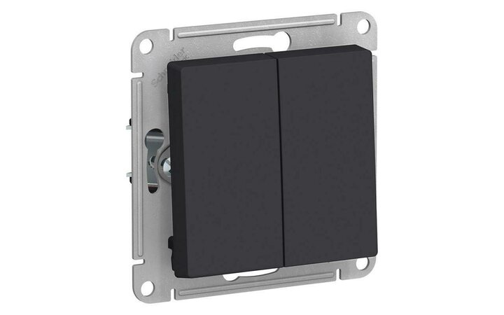 фото - Выключатель 2-кл. СП AtlasDesign 10А IP20 (сх. 5) 10AX механизм карбон SE ATN001051